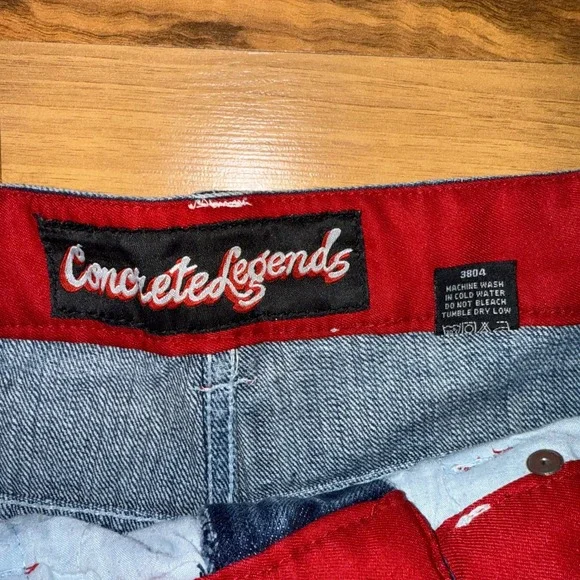 Vintage 90's Concrete Legends Men's Patchwork Denim Jeans W34 L34 athletic patch - Picture 4 of 9